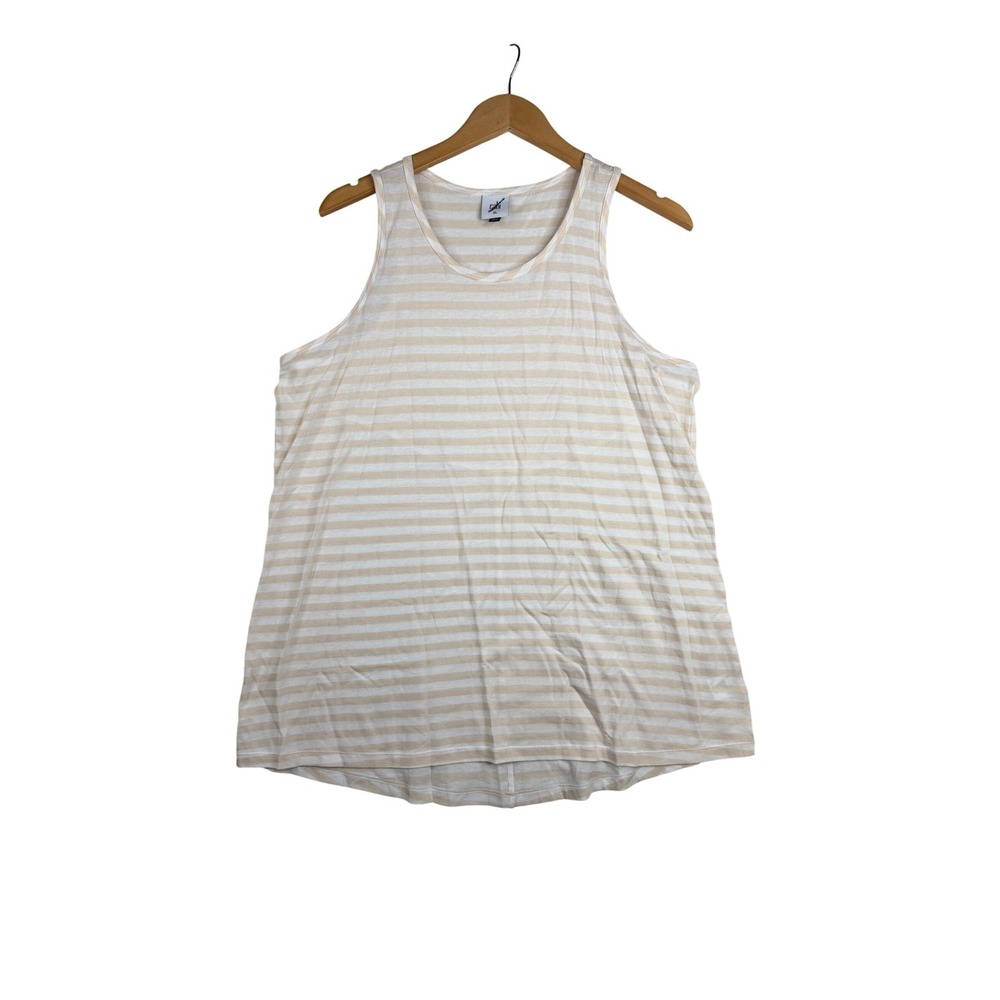 Cabi Comeback Striped Tank Top size XL Cream/White Style# 5762